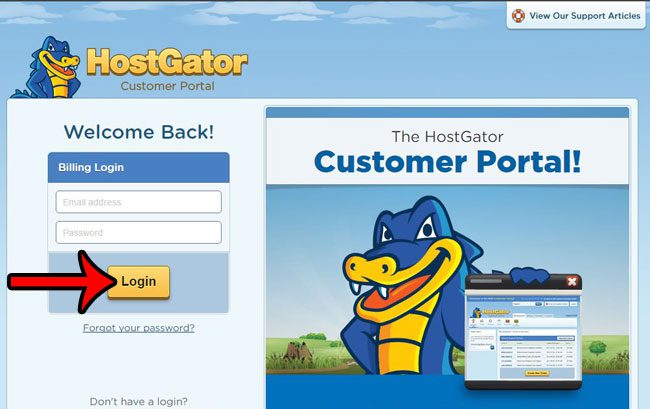 sign into your Hostgator account