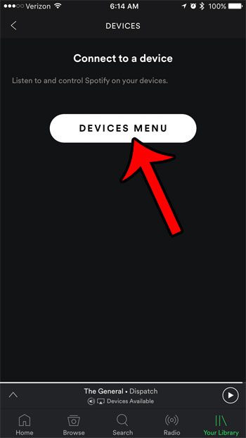 tap the devices menu button