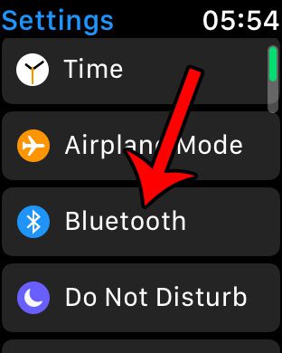 open the bluetooth menu on the apple watch