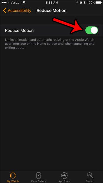 what is reduce motion on Apple Watch