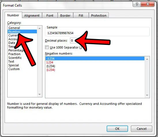 how to change the cell format to numbers from general in excel 2013