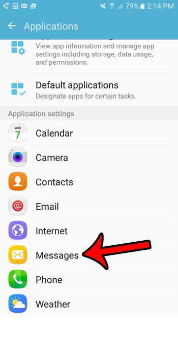 open the messages settings menu