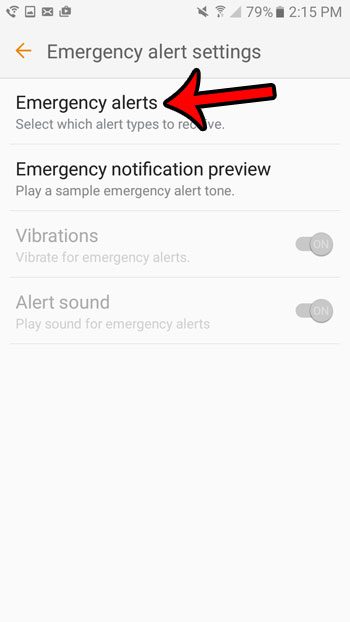 choose the emergency alerts option