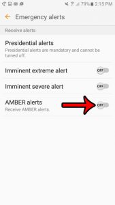 how to turn off amber alerts on the samsung galaxy on5