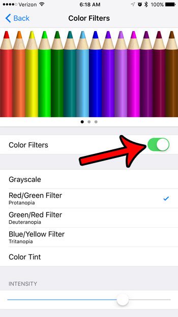 how to enable Color Filters on an iPhone 7