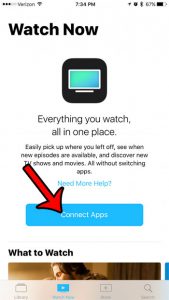 how to connect apps to the iPhone 7 TV app