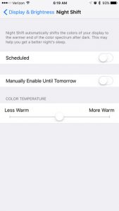 how to remvoe the orange tint or hue from your iPhone screen