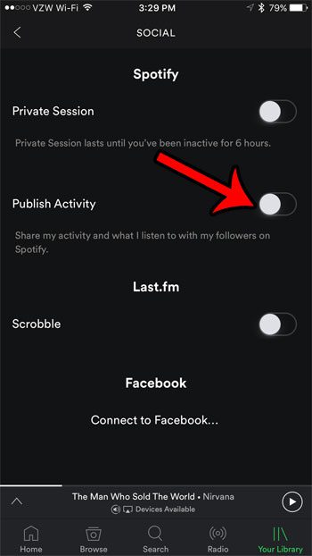 how to stop sharing iPhone Spotify activity with followers