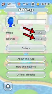 how to turn off music and sound in super mario run