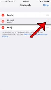 how to change the order of iPhone keyboards