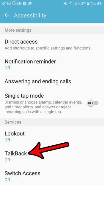 how to enable talkback on a galaxy on5