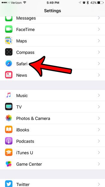 open the iPhone 7 Safari menu