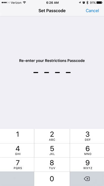re-enter the passcode