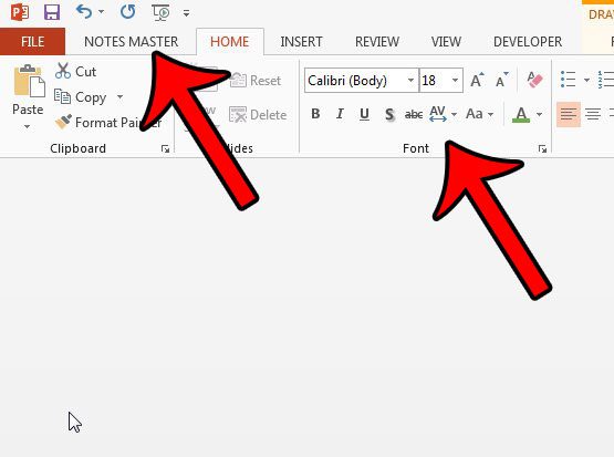 how to change the font for speaker notes in powerpoint 2013