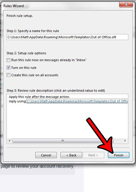 cómo establecer un fuera de la oficina en Outlook 2013