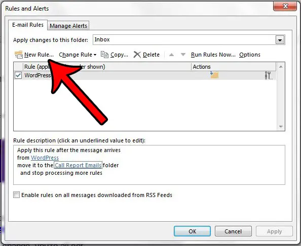 how to create a new rule in outlook