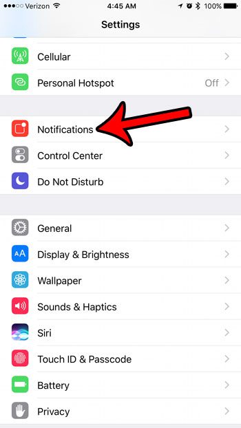 select the notifications option