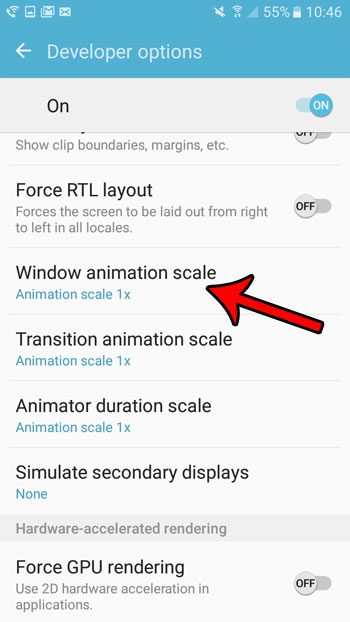 hwo to turn off animation in android marshmallow on galaxy on5