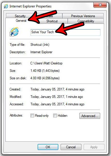 change the name of the desktop shortcut