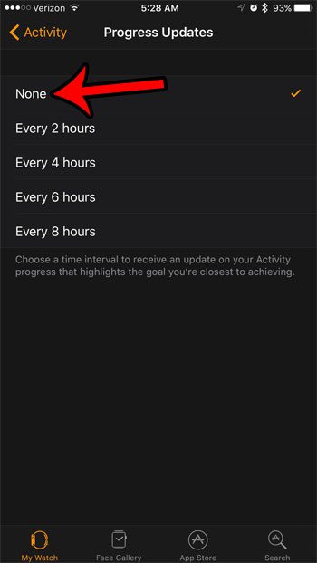 turn of progress update notifications on the apple watch