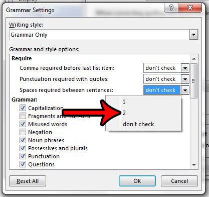 how to add two spaces after period in word 2013