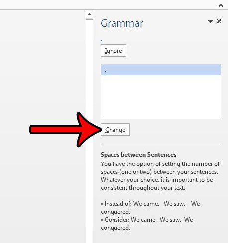 use the grammar checker to do two spaces after a period in word