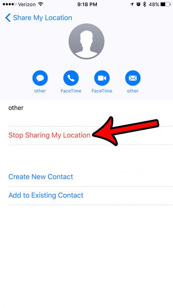 how to stop sharing my location on an iphone