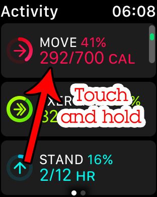 touch and hold the move goal