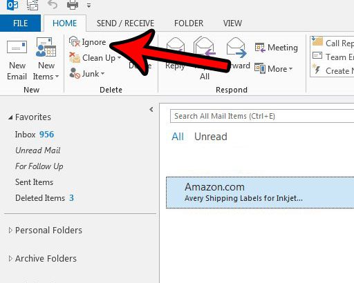 automatically move emails in a conversation to the trash folder in outlook 2013