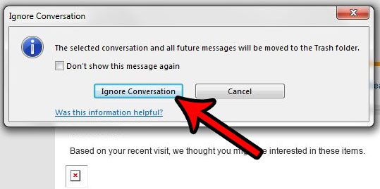 how to ignore an email conversation in outlook 2013