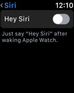 how to turn off hey siri on the apple watch