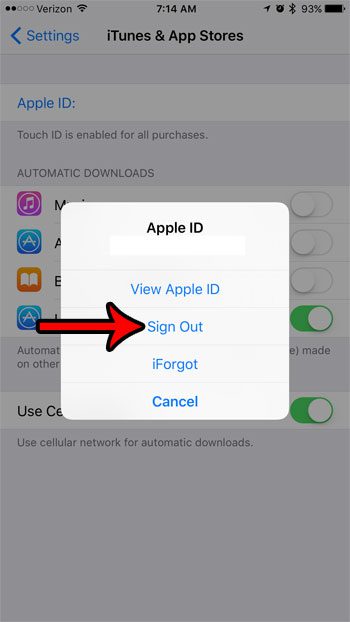 how to sign out of itunes account on iphone