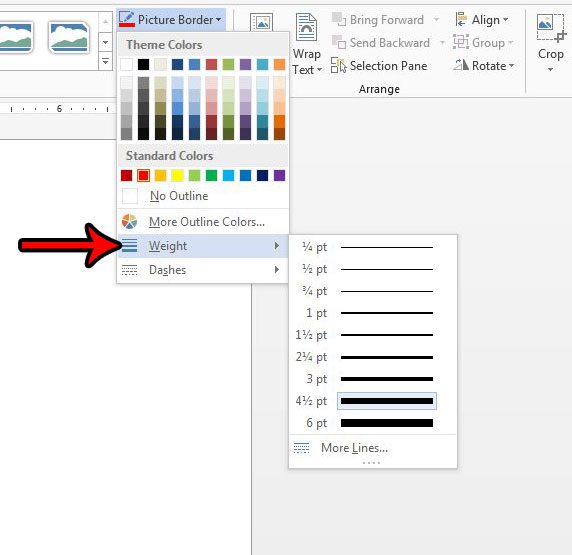 edit picture border settings in word