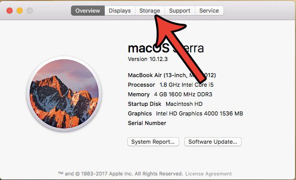 finding the hard drive information for a macbook air