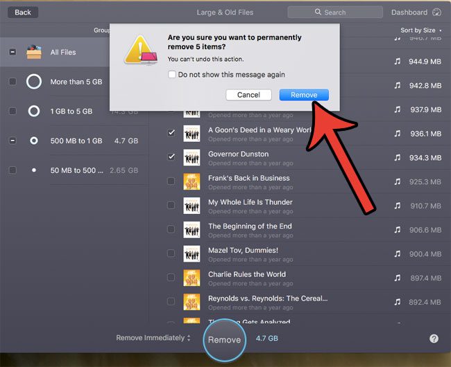 delete big files from your macbook
