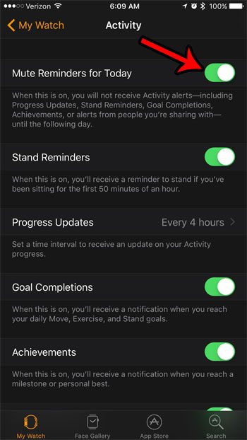 how to mute apple watch activity alerts