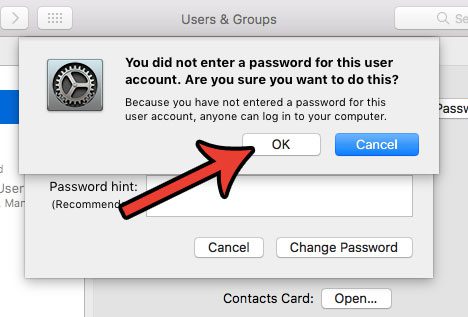 how to turn off the password on a macbook air