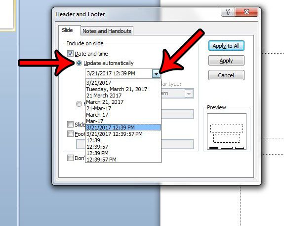 include date and time in powerpoint 2010
