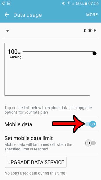 disable cellular data usage on the samsung galaxy on5