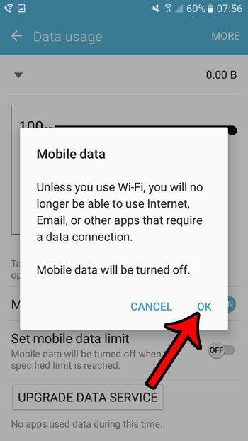 how to turn off cellular data on the galaxy on5