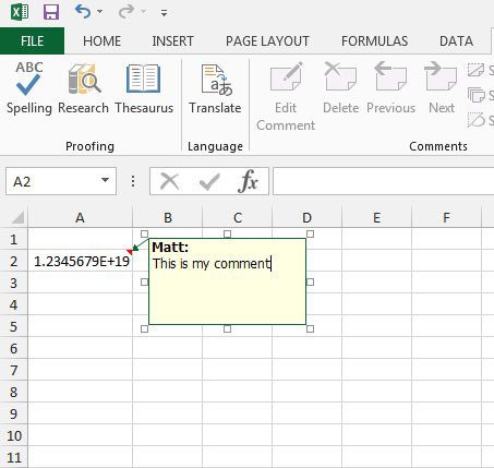 how to comment in excel 2013