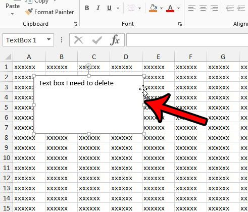 how to get rid of a text box in excel 2013