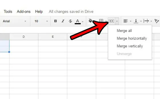 command for merging cells in excel google