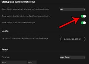 how to minimize spotify instead of closing it