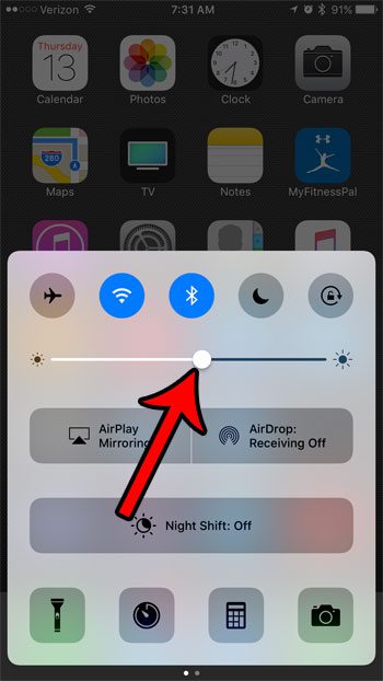 how to lower screen brightness on the iphone 7