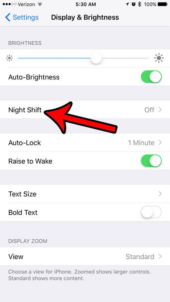 how to activate night shift mode on iphone 7