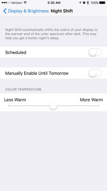 how to turn ight shift mode on or off for an iphone 7