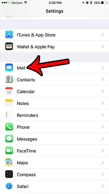 open the iphone mail menu