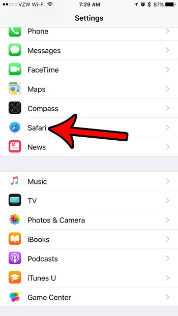 open the iphone safari menu