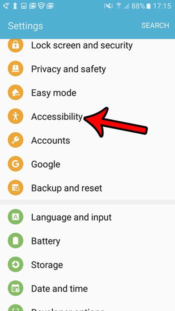 open android accessibility menu